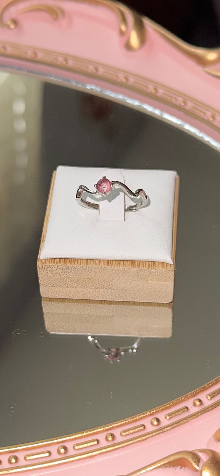Pink Tourmaline Sterling Silver Ring – Adjustable