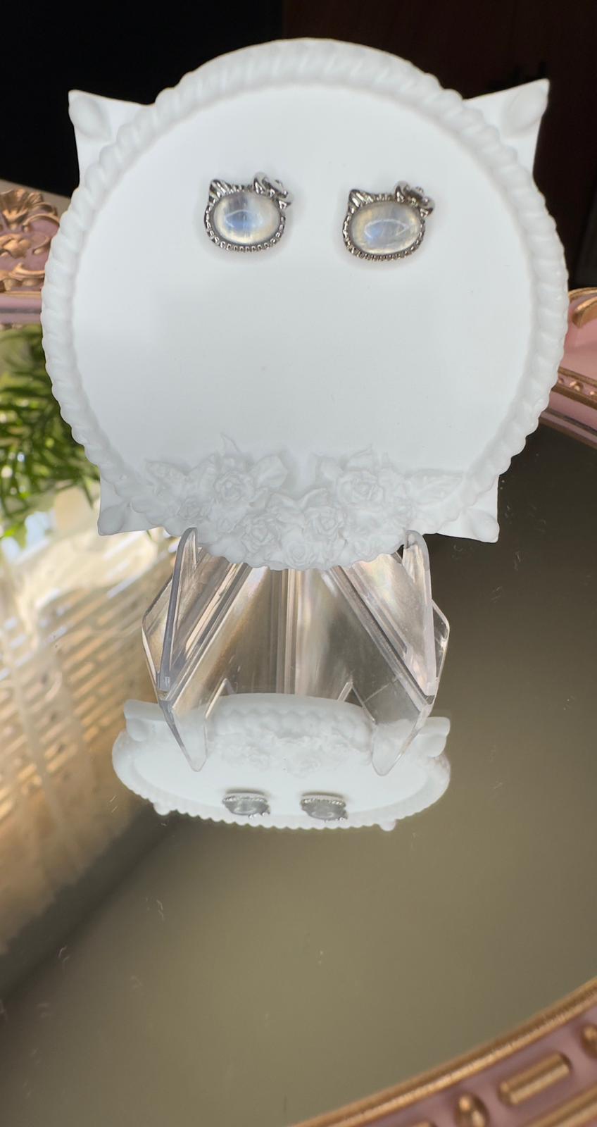 HK Moonstone Stud Earrings in Sterling Silver