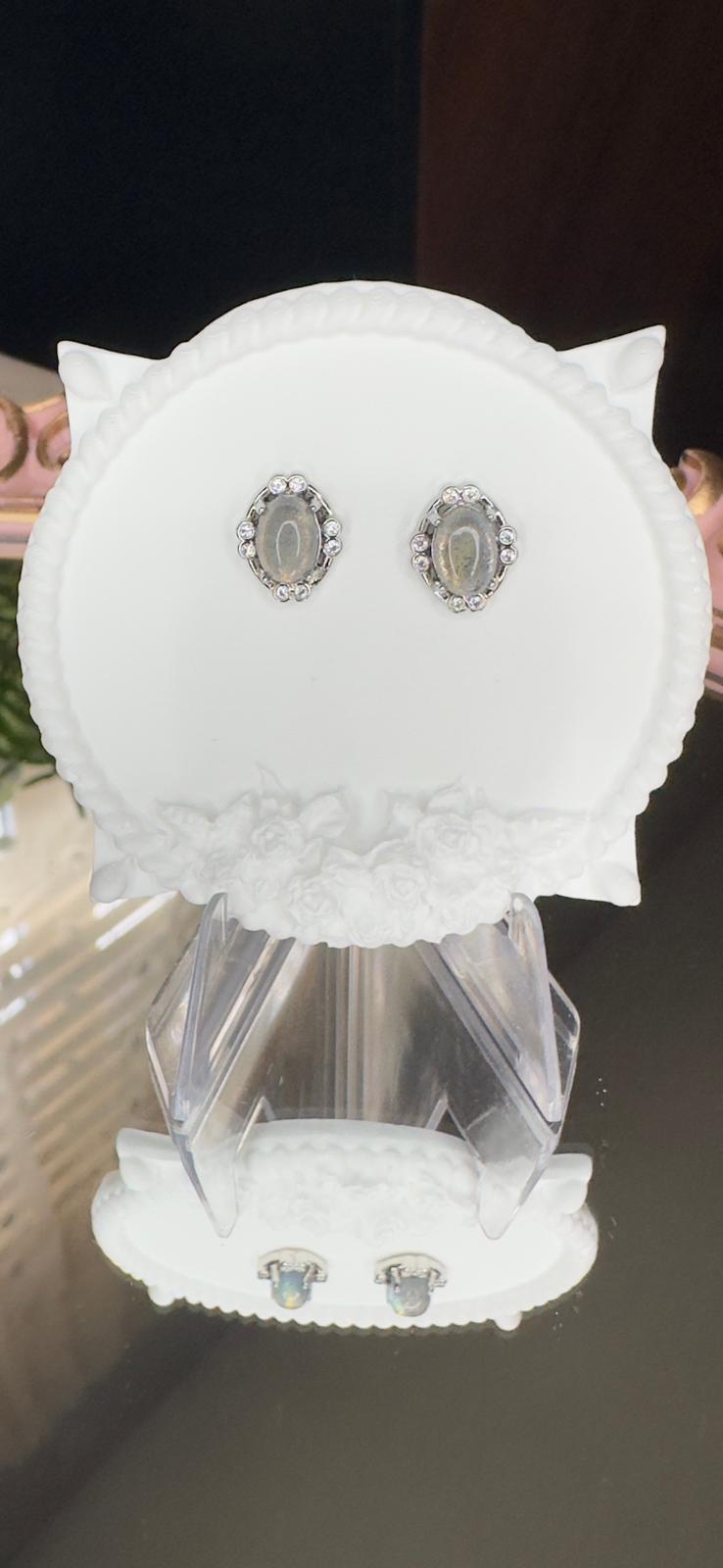 Mystic Labradorite Stud Earrings in Sterling Silver