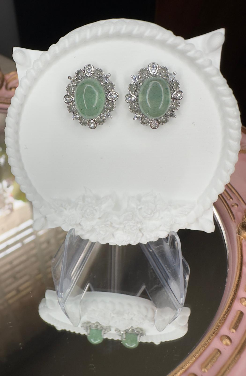 Green Strawberry Quartz Stud Earrings – Sterling Silver