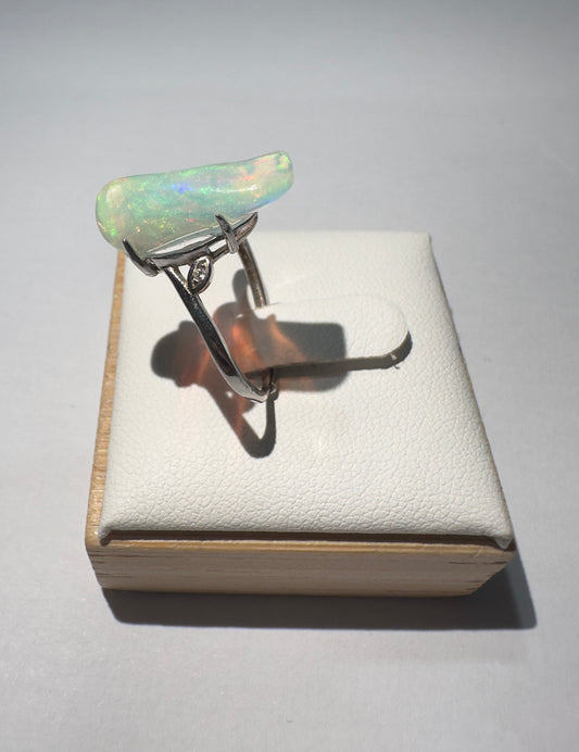 Adjustable Sterling Silver Freeform Opal Ring
