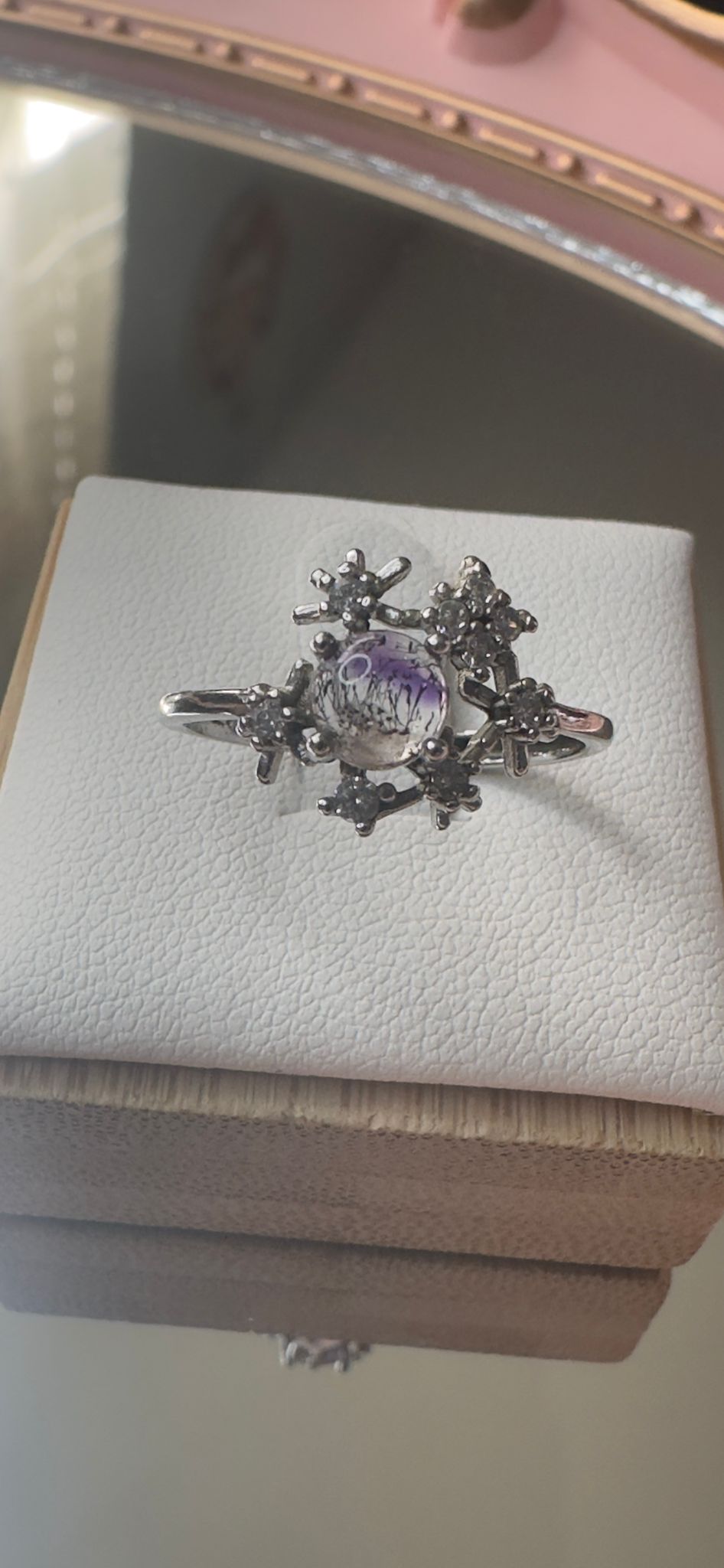 Super Seven Sterling Silver Ring – Adjustable Celestial Design