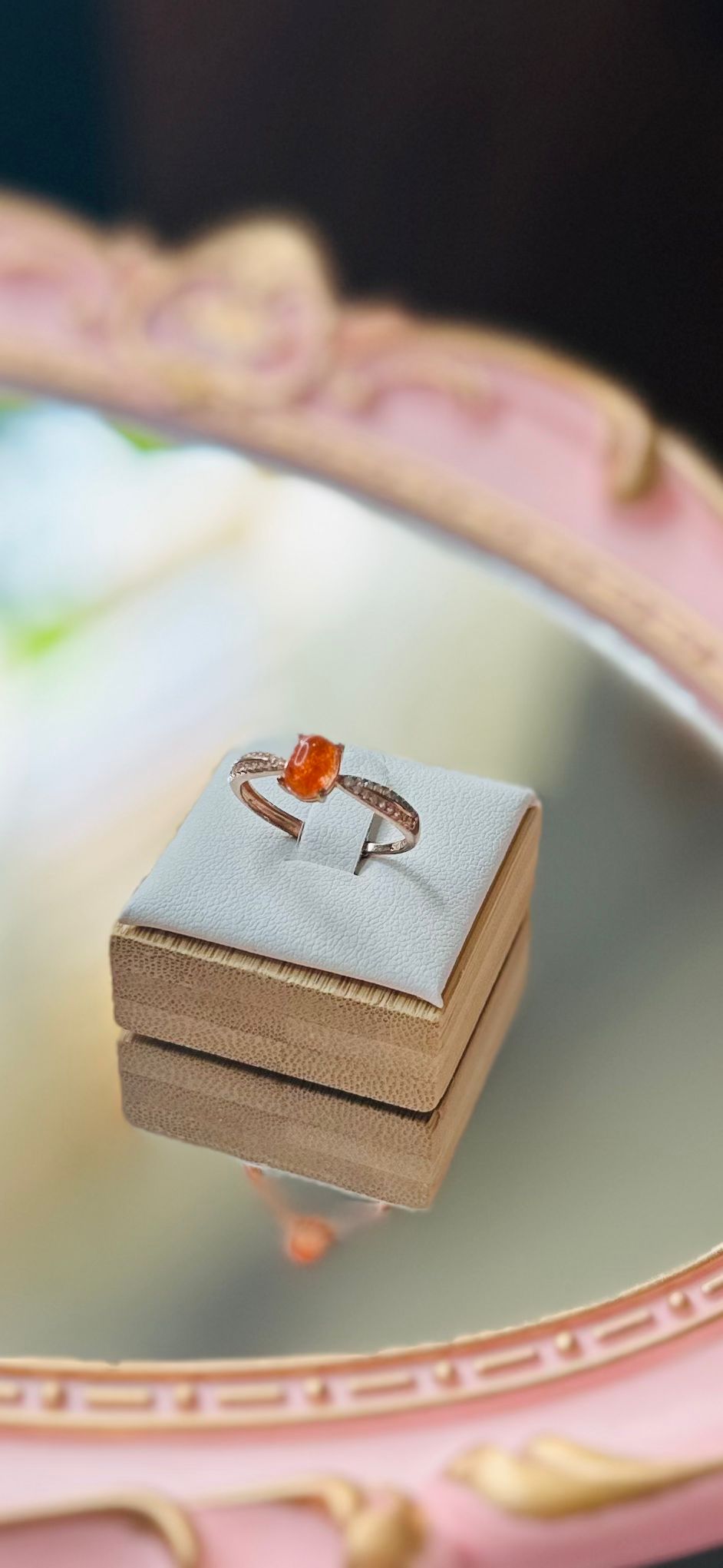 Sunstone Sterling Silver Ring – Adjustable, Gold-Plated