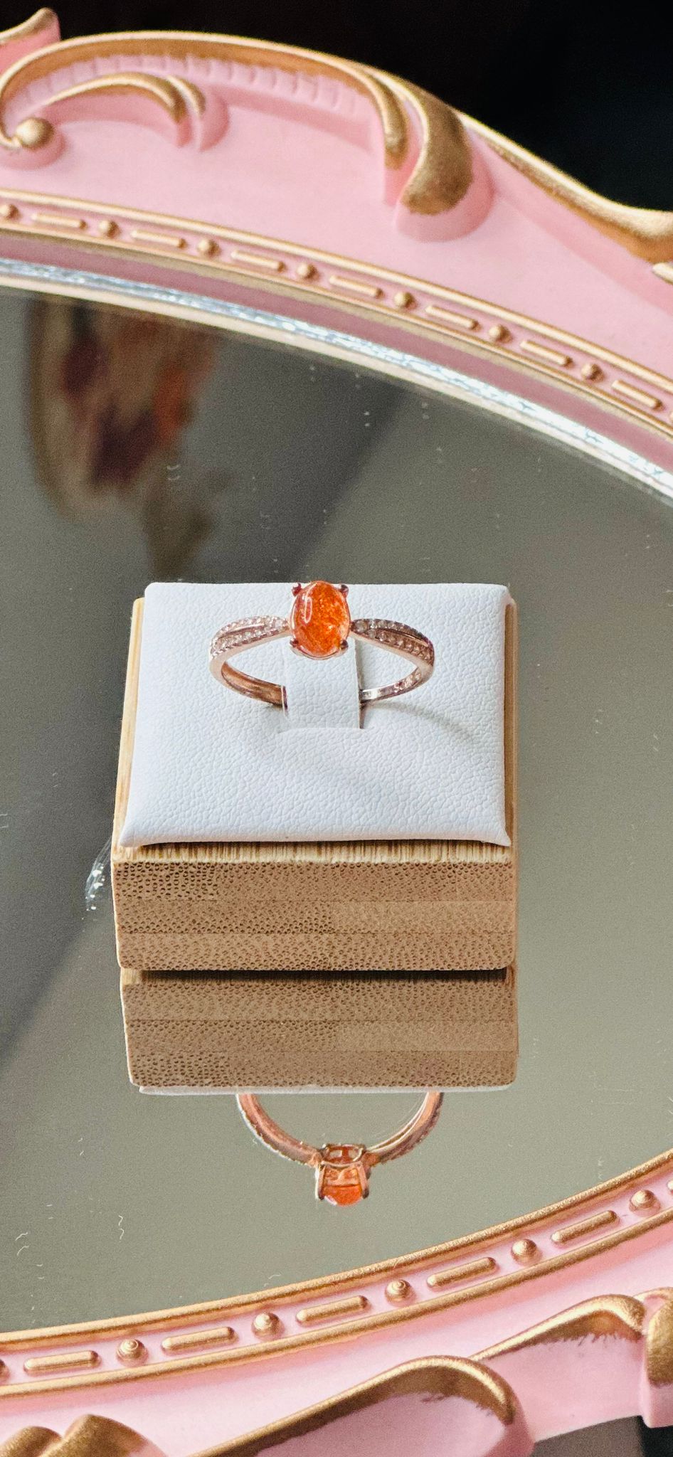 Sunstone Sterling Silver Ring – Adjustable, Gold-Plated