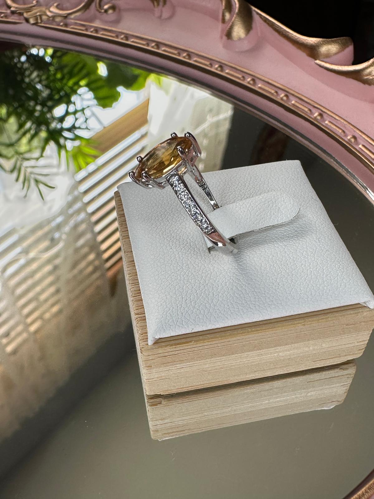 Citrine Sterling Silver Ring – Adjustable Marquise Cut with Accents