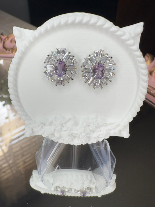Amethyst Radiance Stud Earrings in Sterling Silver