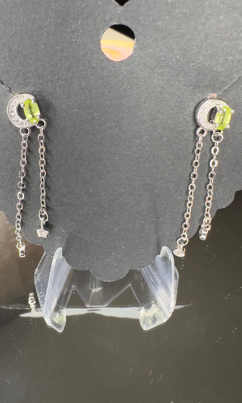 Peridot Moon Stud Earrings – abundance, light & cosmic beauty