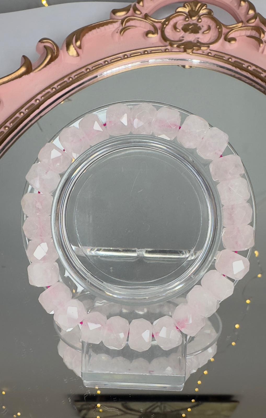 Rose Quartz Faceted Bracelet – 9 mm Stone of Love & Compassion