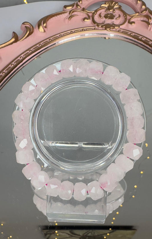Rose Quartz Faceted Bracelet – 9 mm Stone of Love & Compassion