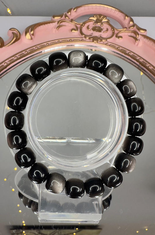 Silver Sheen Obsidian Bracelet – 10 mm Protection & Reflection Energy