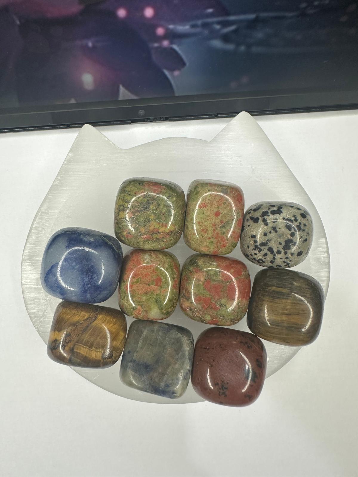 Crystal Cube Collection (Sodalite, Tiger’s Eye, Dalmatian Jasper, Red Jasper and Unakite)