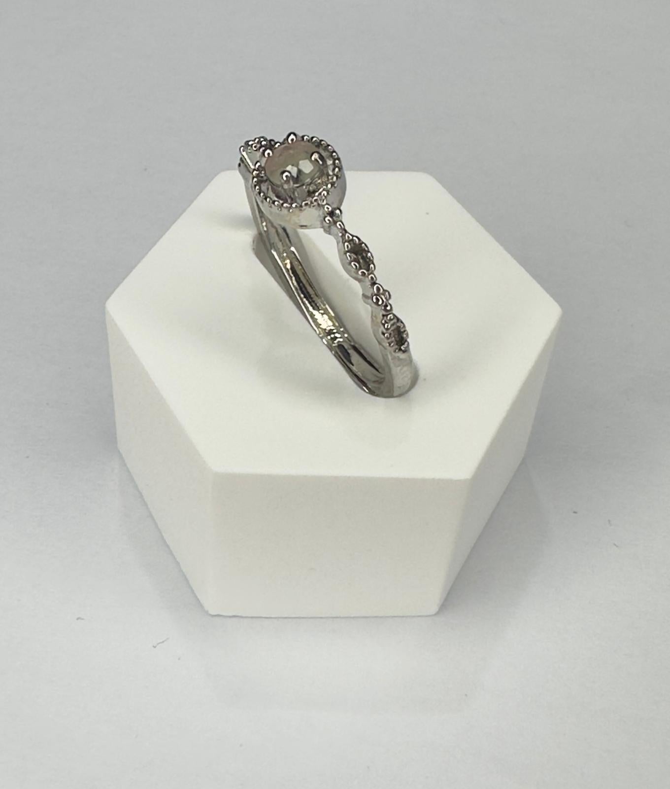 Garden Quartz Ring in White Copper (Adjustable)