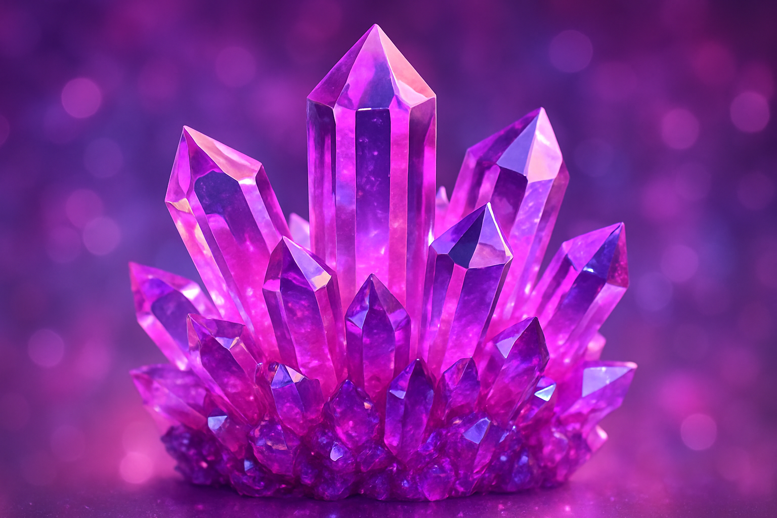 sparkling crystals with pink and purple